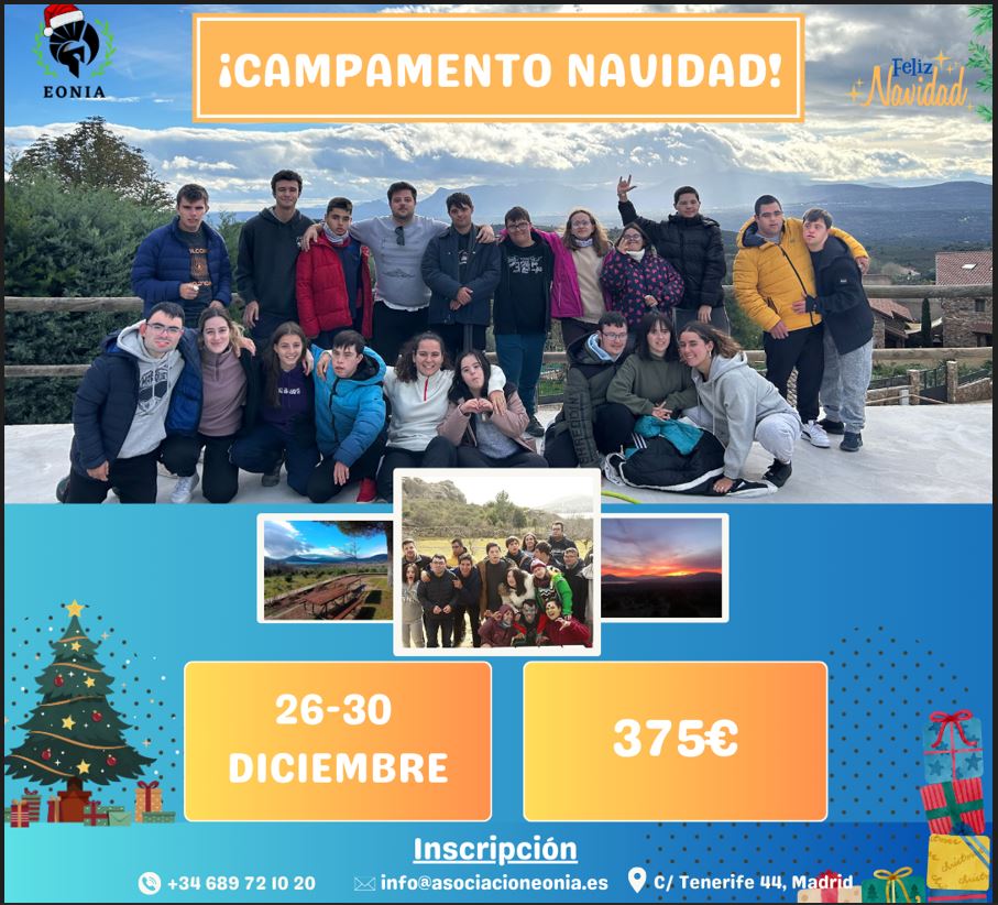 cartel del campamento de navidad de eonia