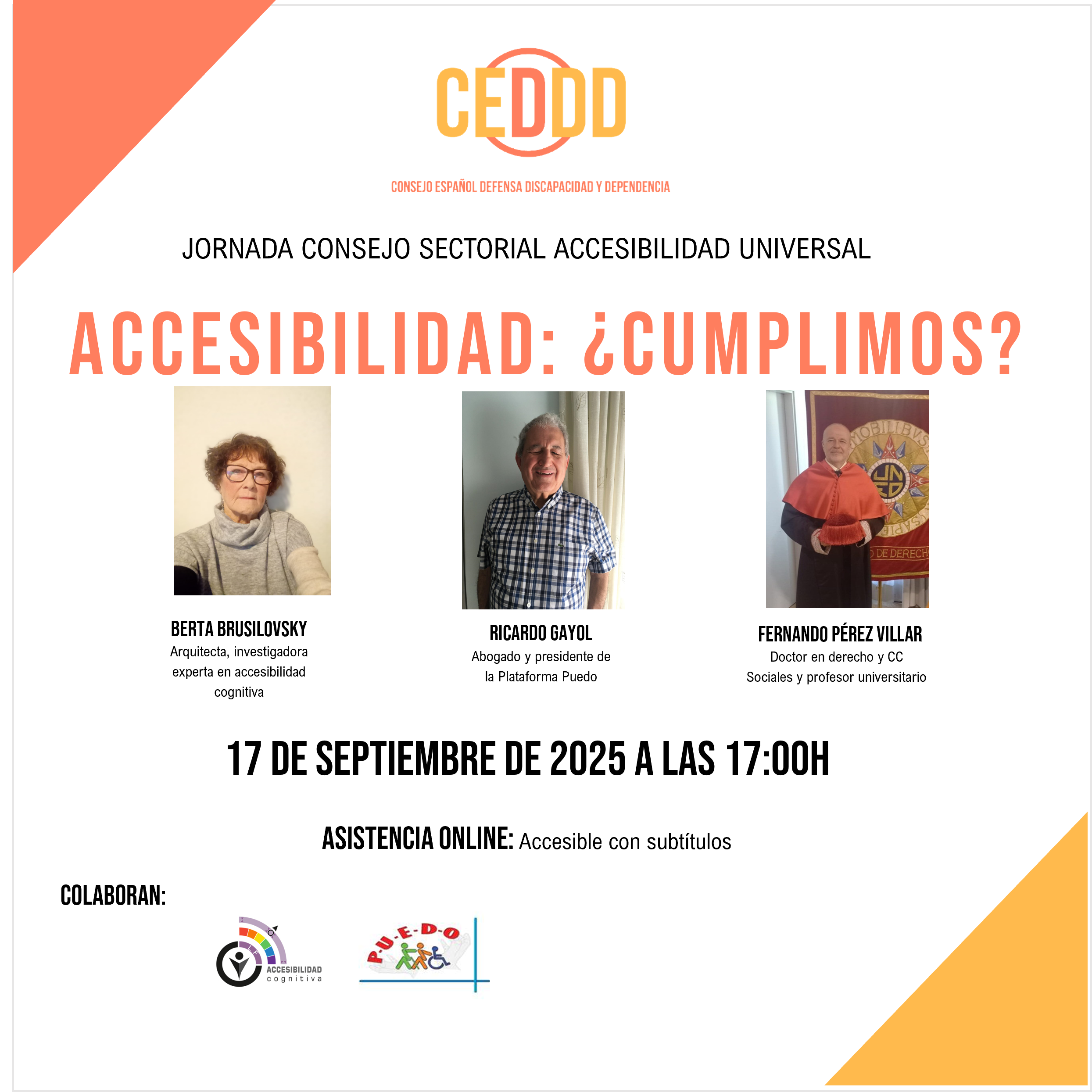 cartel de la jornada ceddd sobre accesibilidad que tendrá lugar el 17 de septiembre