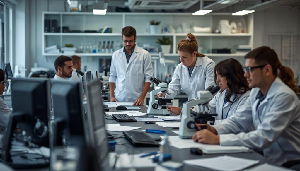 Un grupo de personas vestidas de bata blanca aparece investigando.