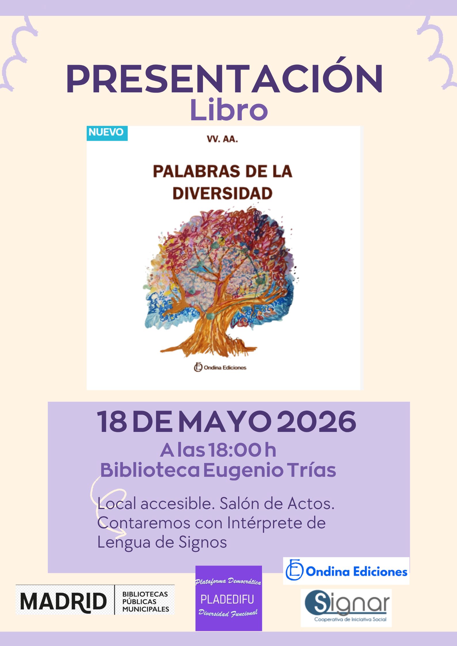cartel de la presentación del libro