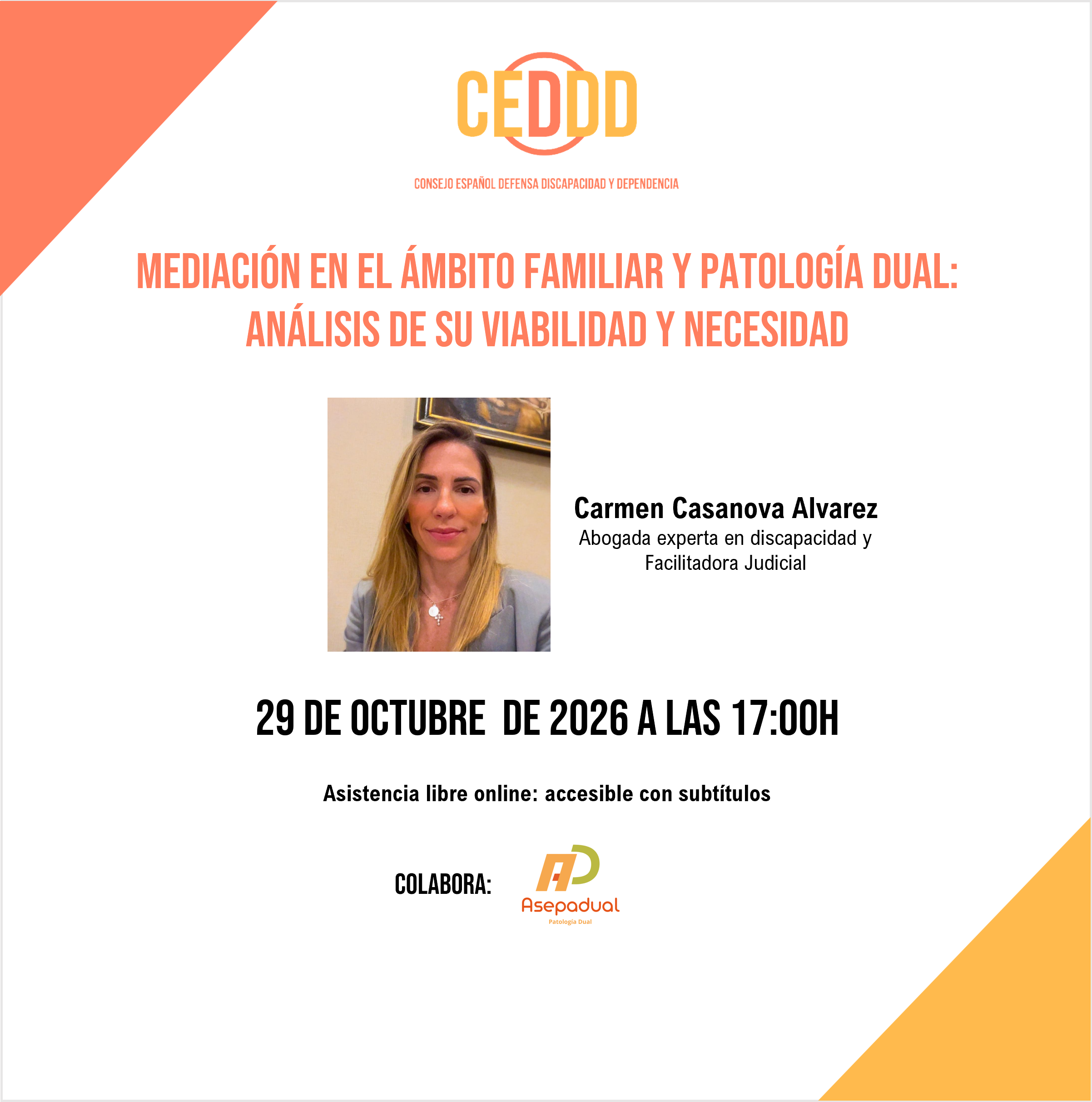 Cartel de la Jornada CEDDD sobre Familia y Patología dual