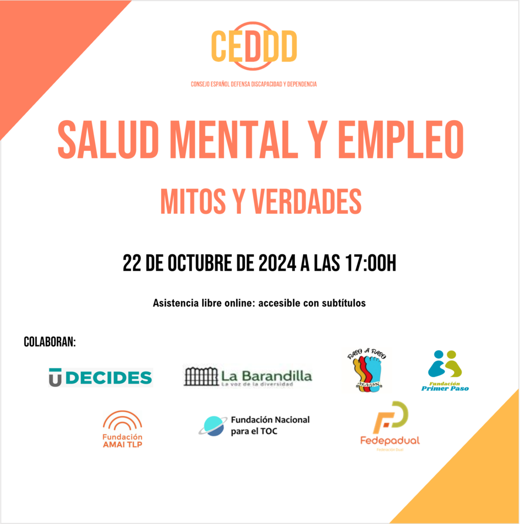 cartel de la jornada CEDDD salud mental y empleo: mitos y verdades