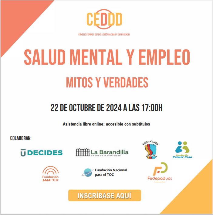 Cartel inscripción en jornada CEDDD salud mental y empleo