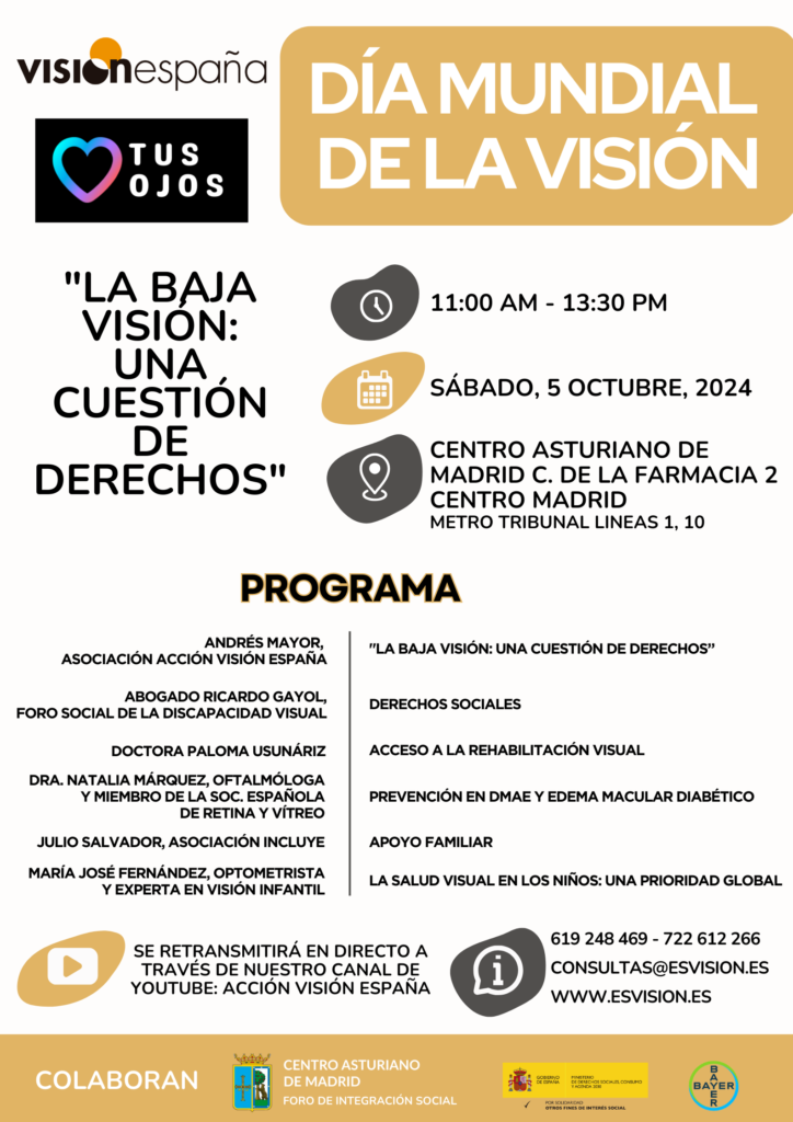 cartel con el programa de la jornada sobre baja visión